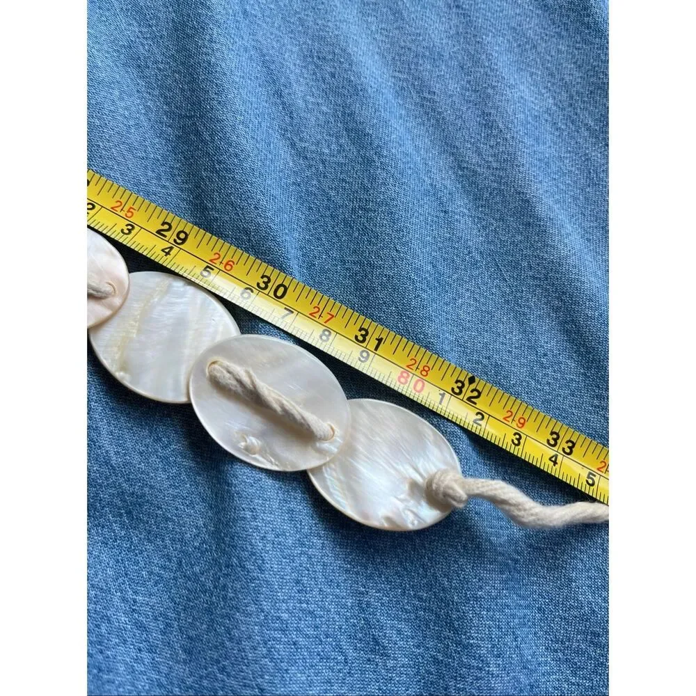 VTG Mother of Pearl Shell Tie Belt Boho Coastal Mermaid Resort Waist Sash 68